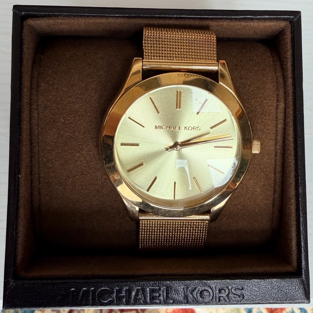 Michael Kors Men's Gold-Tone Mesh Strap Watch